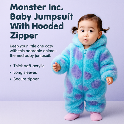 Monster Inc.  Baby Jumpsuit With Hooded Zipper